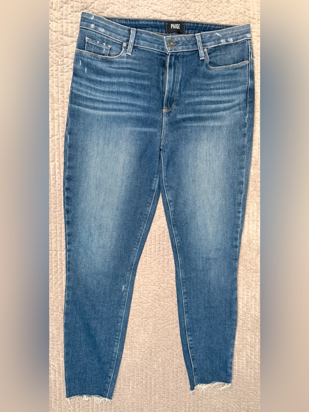 PAIGE‎ Hoxton Ankle Skinny Jeans Women's 32 Blue Raw Hem Stretch Denim